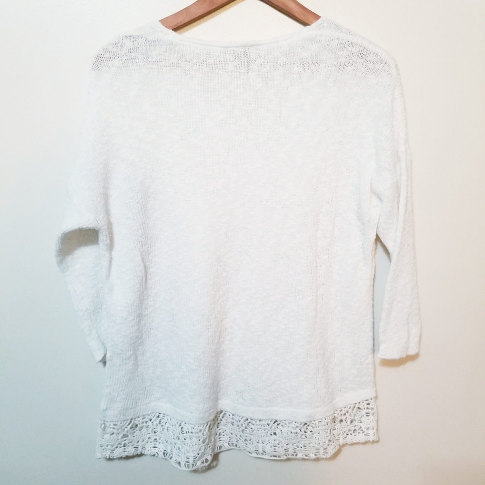 LOFT White Crew Neck Sweater Soft Knit Essential - Picture 4 of 6
